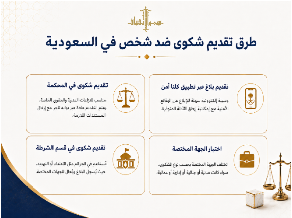 طرق تقديم شكوى ضد شخص في السعودية