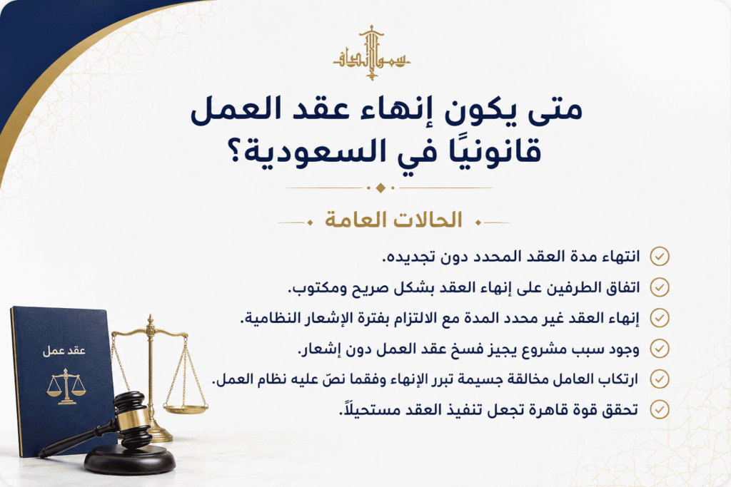 متى يكون إنهاء عقد العمل قانونيا في السعودية